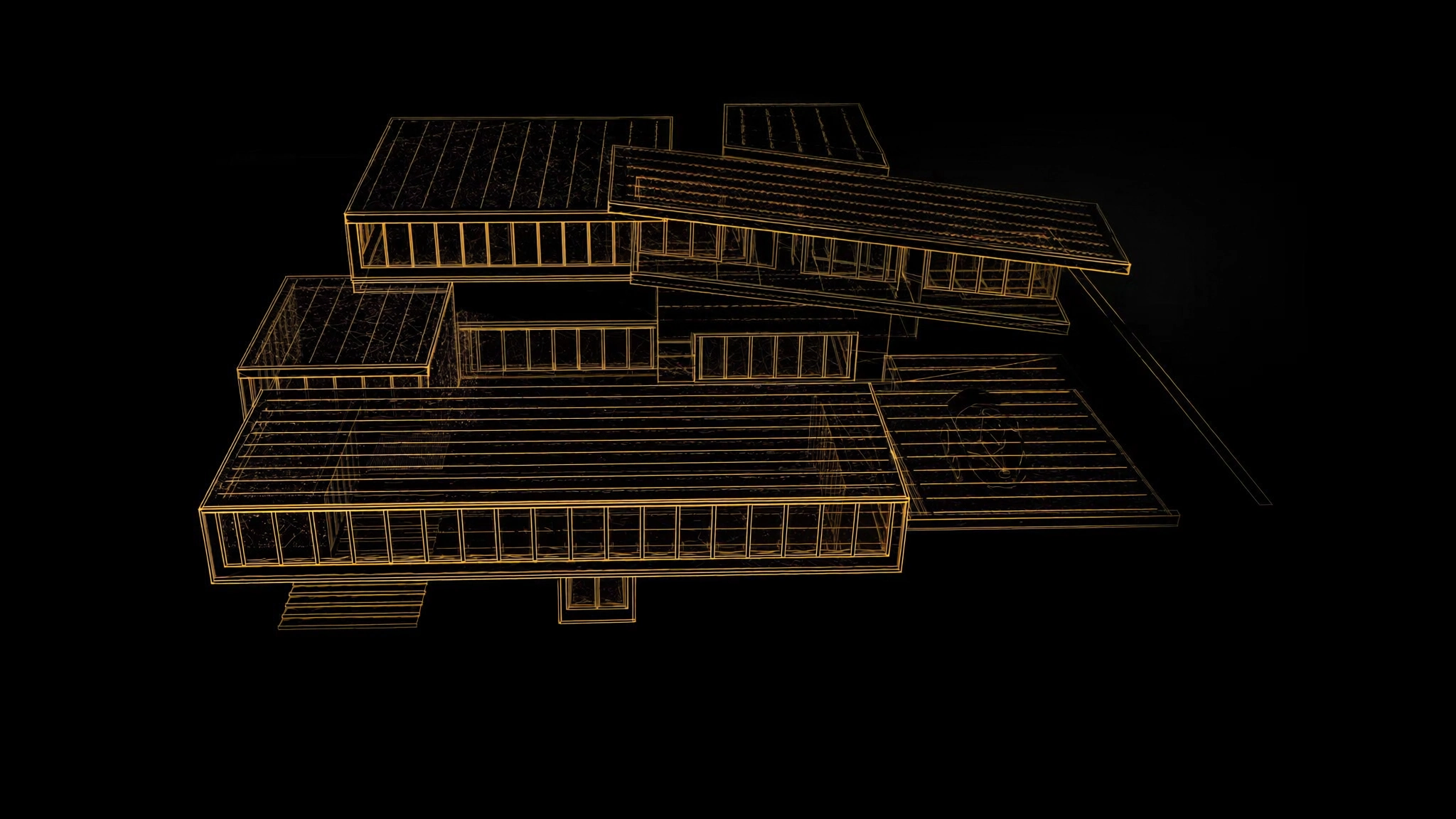Modelo tridimensional del proyecto en estructura de líneas